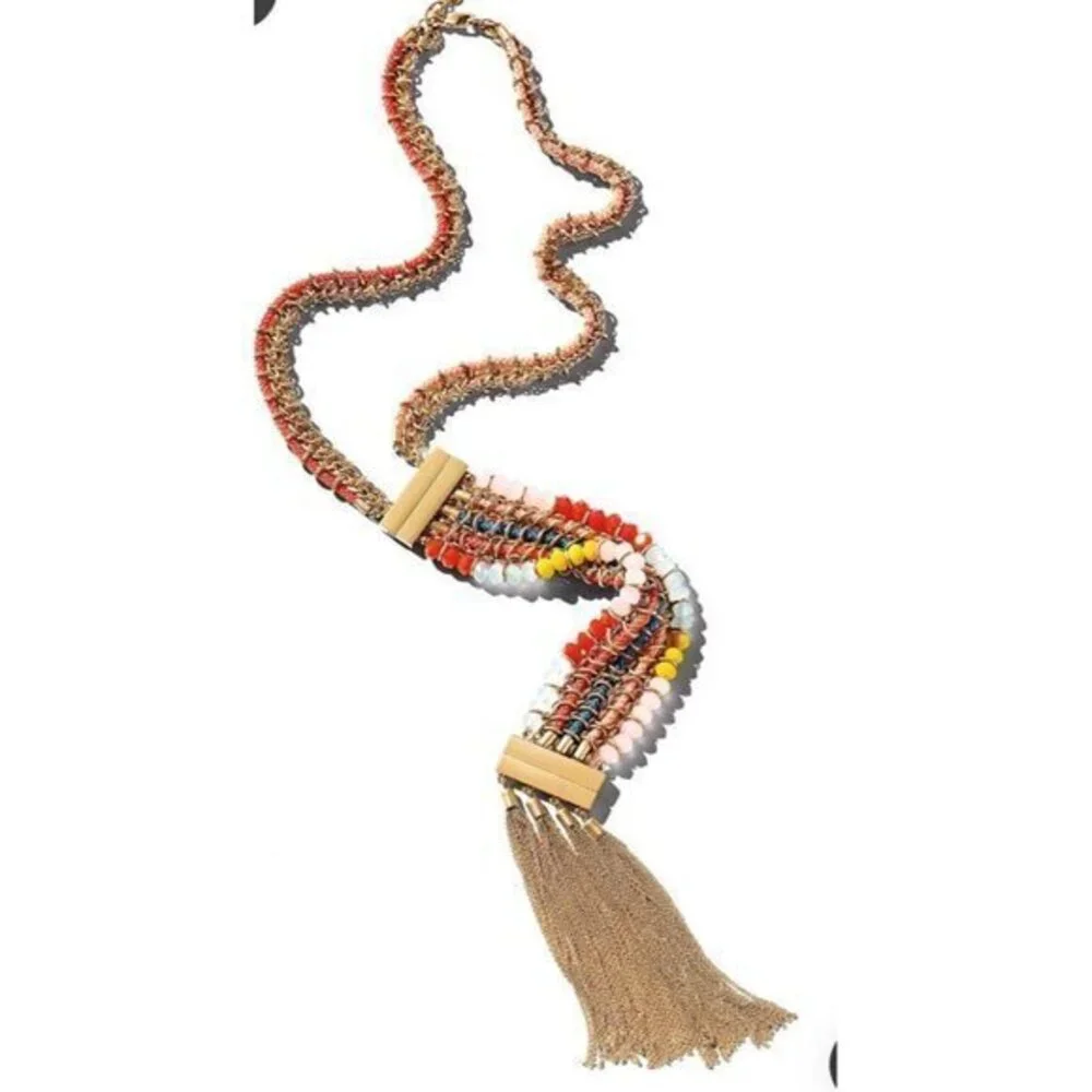 Cabi True Colors Tassel Necklace Beaded Bracelet( 2 in one combo) Convertible